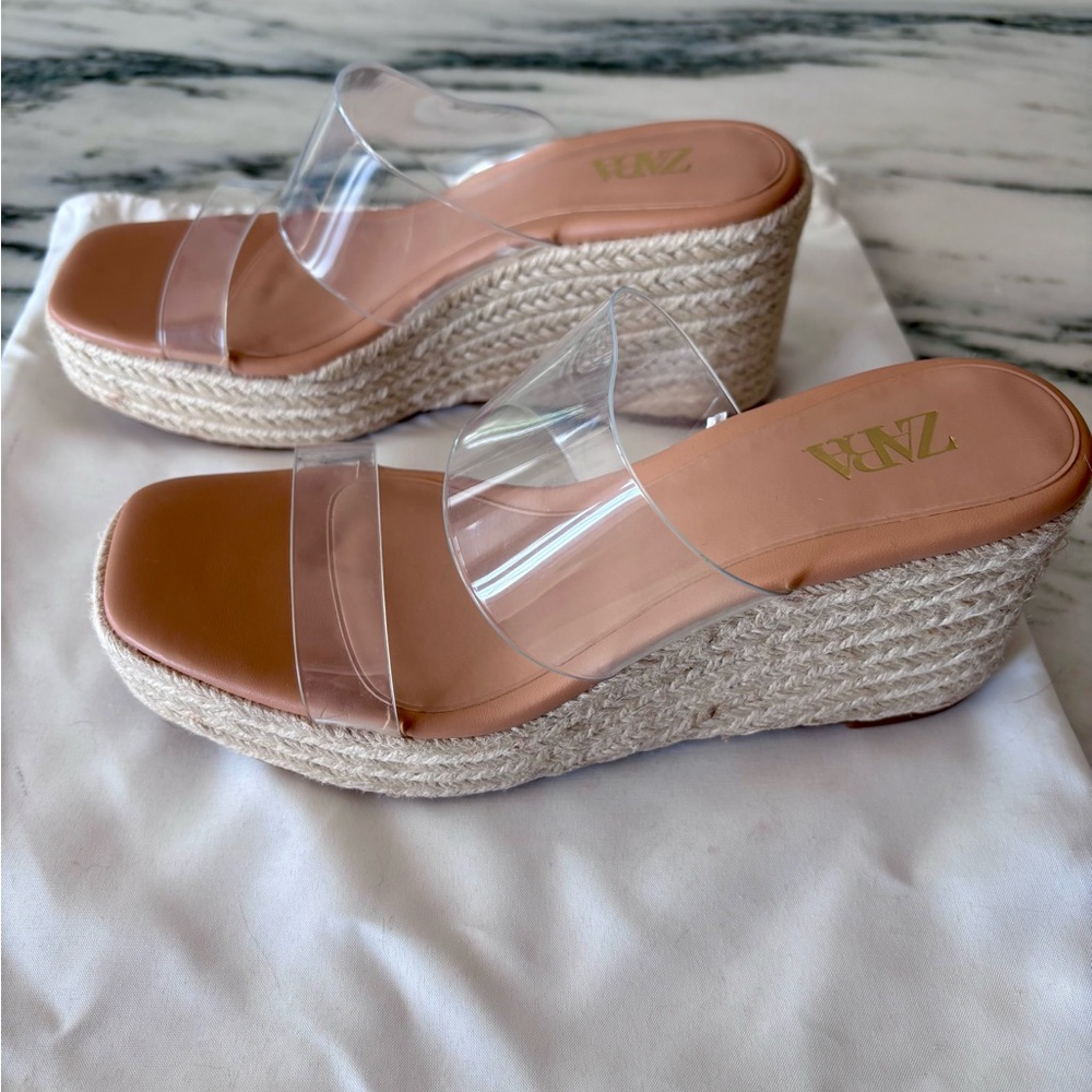 Zara Women's Tan Wedge Sandals